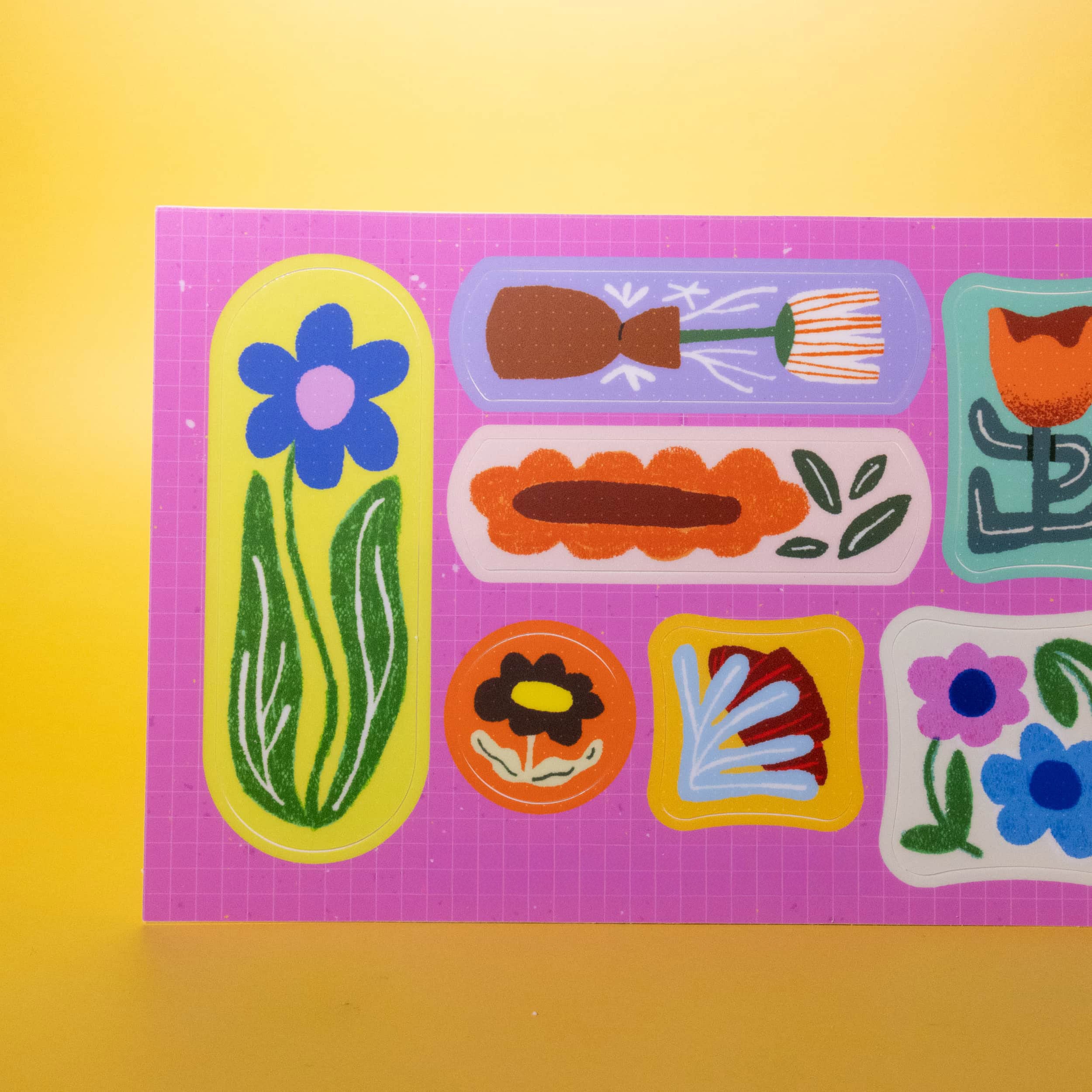 Vinyl Floral Sticker Sheet | Colorful Botanical Art Stickers