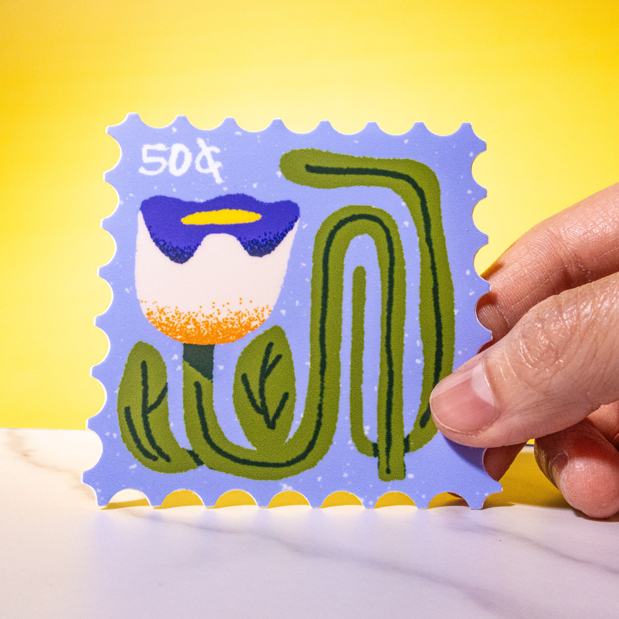 Floral Stamp Sticker | Illustrated Postage Stamp Die-Cut Sticker-2
