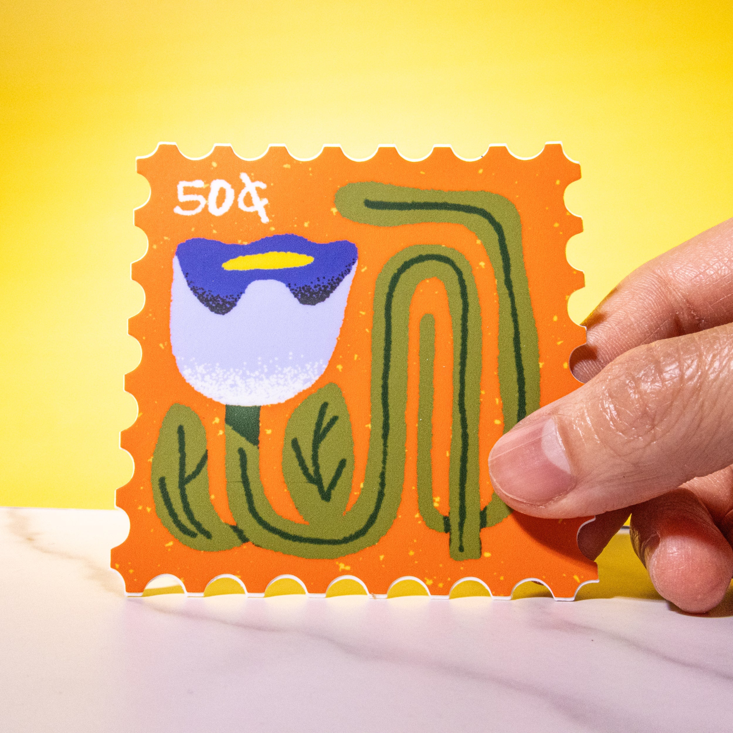 Floral Stamp Sticker | Illustrated Postage Stamp Die-Cut Sticker-3