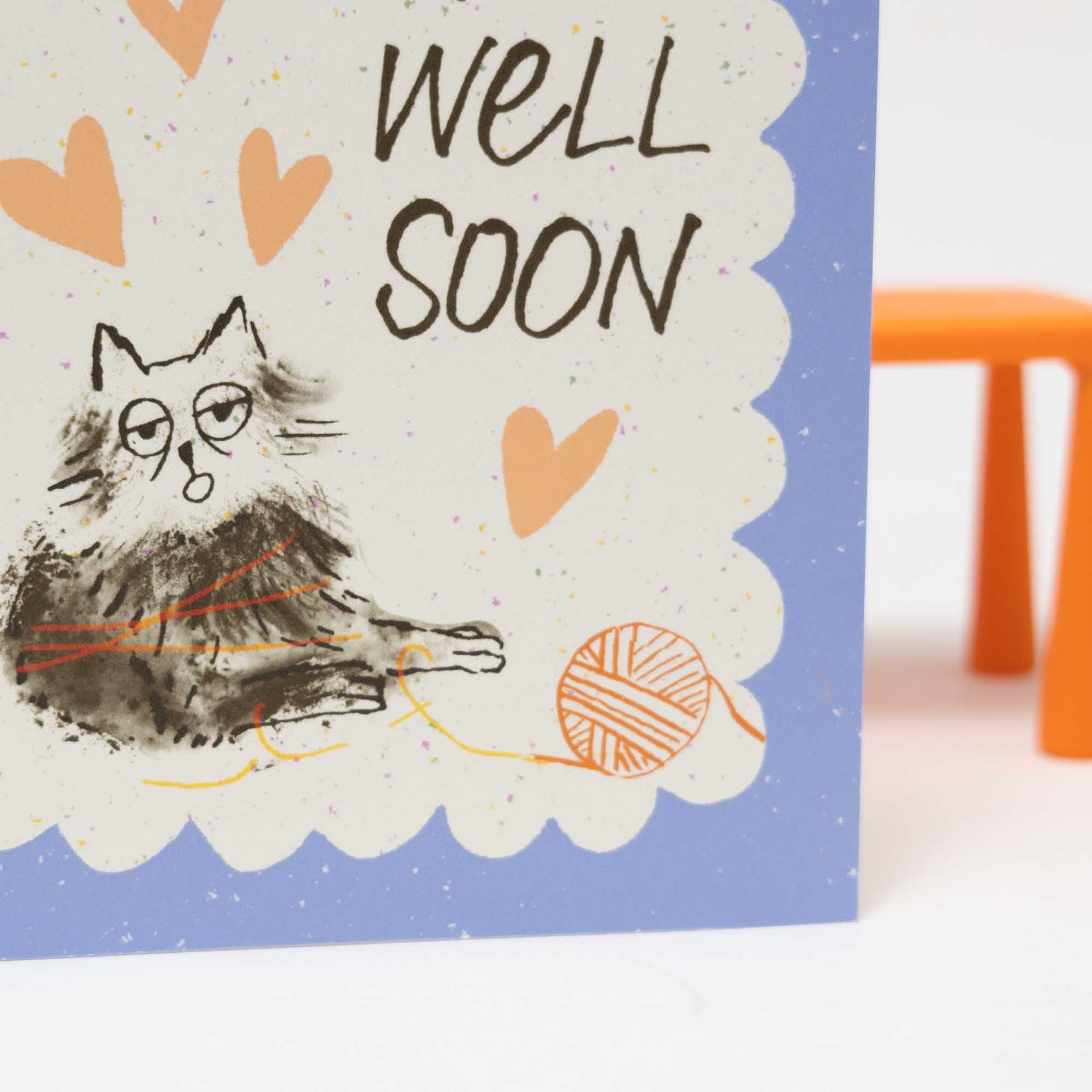 Get Well Soon Cat Card | Illustrated Get Well Card, A2 - Esther Nariyoshi