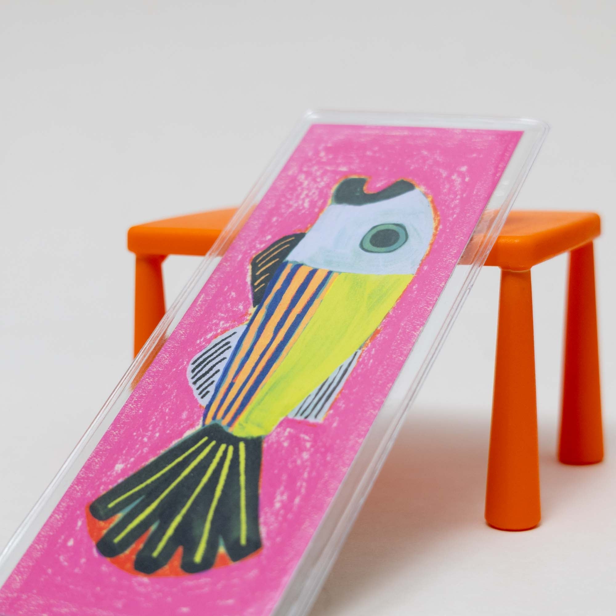 Pink Fish Bookmark | Illustrated Bookmark, 2×5.5" - Esther Nariyoshi