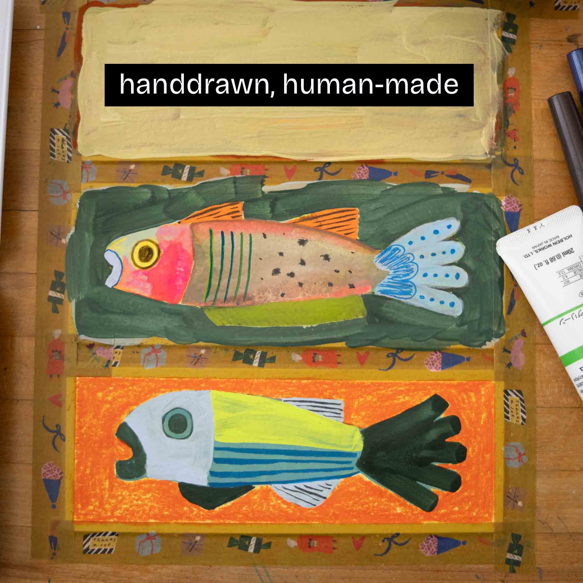 Pink Fish Bookmark | Illustrated Bookmark, 2×5.5" - Esther Nariyoshi